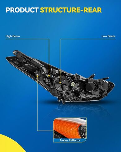 زوج تجميع المصابيح الأمامية Philtop لعام 2011 2012 2013 Hyundai Elantra ، السكن الأسود مع عدسة Amber Reflector Clear Clear ، سائق استبدال نمط Halogen Light OE وجانب الركاب in Kuwait