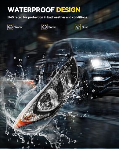 زوج تجميع المصابيح الأمامية Philtop لعام 2011 2012 2013 Hyundai Elantra ، السكن الأسود مع عدسة Amber Reflector Clear Clear ، سائق استبدال نمط Halogen Light OE وجانب الركاب in Kuwait