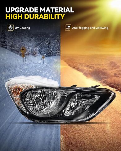 زوج تجميع المصابيح الأمامية Philtop لعام 2011 2012 2013 Hyundai Elantra ، السكن الأسود مع عدسة Amber Reflector Clear Clear ، سائق استبدال نمط Halogen Light OE وجانب الركاب in Kuwait