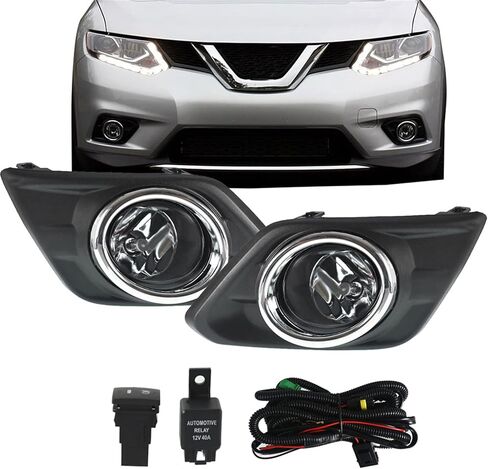 استبدال مصابيح الضباب WFLNHB لعام 2014-2016 Nissan Rogue Clear Lens مع أسلاك الإطار الأمامية تبديل المصابيح اليسرى+الجانب الأيمن (جانب الركاب والسائق) ، حزمة 2 in Saudi Arabia