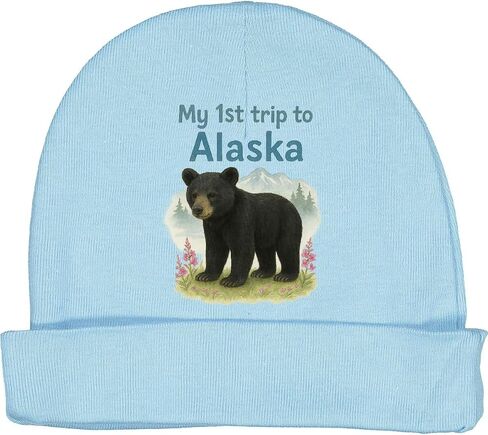 inktastic My 1st Trip to Alaska Bear Adventure Baby Beanie Hat in Saudi Arabia