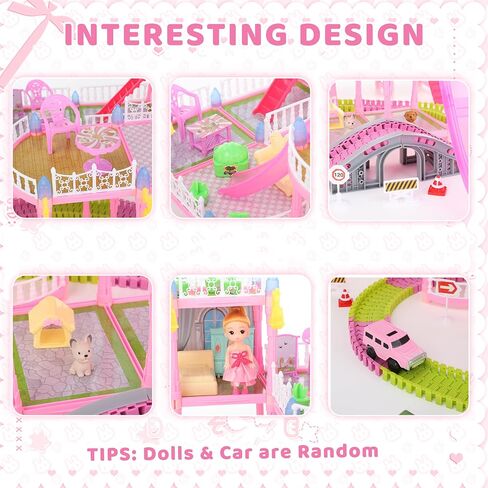Dollhouse, Girls Theme DreamHouse with Gorgeous Lighting, 3 Dolls, 4 Floors -13 Rooms, 7 Sets of Furniture and Accessories, Design and Build Gift, Ages 3 and Up in Saudi Arabia