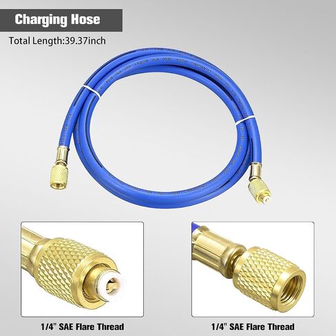 Car AC Refrigerant Charging Hose, R134A R22 3.28Ft Length 600PSI Vehicle HVAC Tube with 1/4'' SAE Flare, Air Conditioner Refrigeration Gauge Hose, Universal Automotive Accessoriess (Blue) in Saudi Arabia