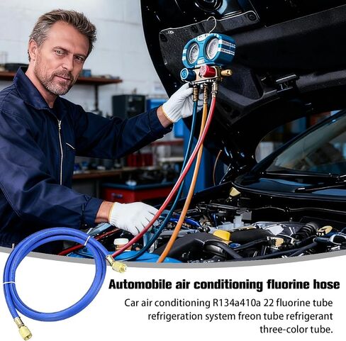 Car AC Refrigerant Charging Hose, R134A R22 3.28Ft Length 600PSI Vehicle HVAC Tube with 1/4'' SAE Flare, Air Conditioner Refrigeration Gauge Hose, Universal Automotive Accessoriess (Blue) in Saudi Arabia