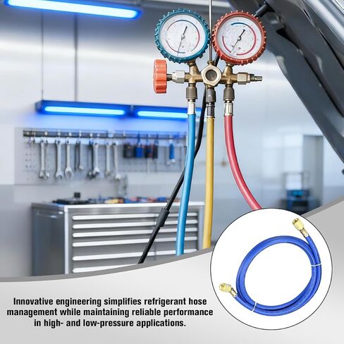 Car AC Refrigerant Charging Hose, R134A R22 3.28Ft Length 600PSI Vehicle HVAC Tube with 1/4'' SAE Flare, Air Conditioner Refrigeration Gauge Hose, Universal Automotive Accessoriess (Blue) in Saudi Arabia
