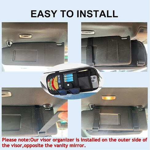 Car Sun Visor Organizer ، إصدار ترقية من منظمات القسمة متعددة الجيبات للسيارة/سيارات الدفع الرباعي/شاحنة مع 13 من أصحاب الأقراص المضغوطة ، مقطع الطراز الشمسي ، حامل البطاقة ، ملحقات القناع ، المركبات الأساسية in Saudi Arabia