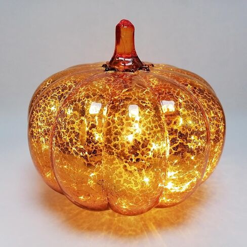 Mercury Glass Pumpkin Light مع Timer ، مع 10 أضواء خرافية في الداخل ، مصباح اليقطين LED الذي يعمل بالبطارية ، مثالي لزخارف عيد الهالوين ، ديكور عيد الشكر ، ديكور عيد الميلاد (أرجواني) in Saudi Arabia