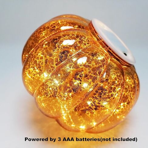 Mercury Glass Pumpkin Light مع Timer ، مع 10 أضواء خرافية في الداخل ، مصباح اليقطين LED الذي يعمل بالبطارية ، مثالي لزخارف عيد الهالوين ، ديكور عيد الشكر ، ديكور عيد الميلاد (أرجواني) in Saudi Arabia