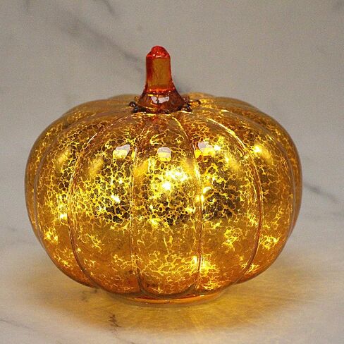 Mercury Glass Pumpkin Light مع Timer ، مع 10 أضواء خرافية في الداخل ، مصباح اليقطين LED الذي يعمل بالبطارية ، مثالي لزخارف عيد الهالوين ، ديكور عيد الشكر ، ديكور عيد الميلاد (أرجواني) in Saudi Arabia