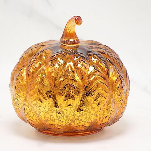 Mercury Glass Pumpkin Light مع Timer ، مع 10 مصابيح خرافية في الداخل ، مصباح اليقطين LED الذي يعمل بالبطارية ، مثالي لزخارف عيد الهالوين ، ديكور عيد الشكر ، ديكور عيد الميلاد (الفضة) in Saudi Arabia
