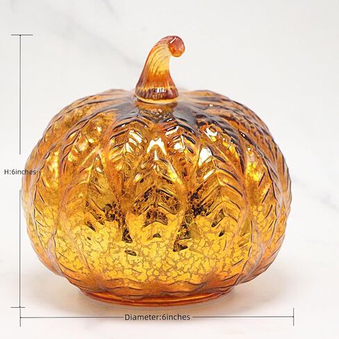 Mercury Glass Pumpkin Light مع Timer ، مع 10 مصابيح خرافية في الداخل ، مصباح اليقطين LED الذي يعمل بالبطارية ، مثالي لزخارف عيد الهالوين ، ديكور عيد الشكر ، ديكور عيد الميلاد (الفضة) in Saudi Arabia
