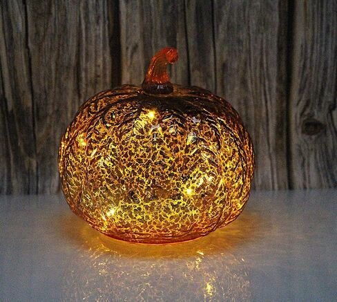 Mercury Glass Pumpkin Light مع Timer ، مع 10 مصابيح خرافية في الداخل ، مصباح اليقطين LED الذي يعمل بالبطارية ، مثالي لزخارف عيد الهالوين ، ديكور عيد الشكر ، ديكور عيد الميلاد (الفضة) in Saudi Arabia