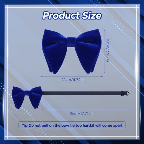 Oversize Bowtie for Men Velvet Pre-tie Bow Tie Adjustable Necktie Birthday Wedding Party Banquet Tuxedo Costume in Saudi Arabia
