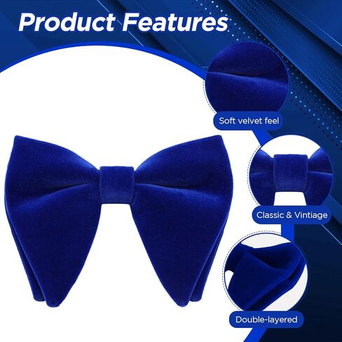 Oversize Bowtie for Men Velvet Pre-tie Bow Tie Adjustable Necktie Birthday Wedding Party Banquet Tuxedo Costume in Saudi Arabia