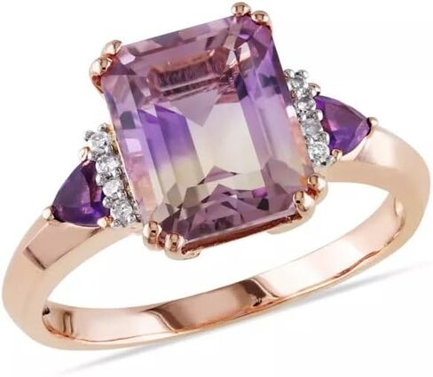 2.00 CT Emerald Cut Ametrine خطبة مشاركة المرأة Ring 14K Rose Gold Finish 925 Sterling Silver in Saudi Arabia