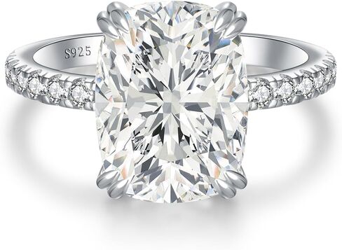 5CT خاتم خطوبة مقطوع وسادة ، S925 S925 Sterling Silver Zirconia زفاف الزفاف للنساء 14K الذهب/الذهب المطلي بالذهب ، والوعد هدية عيد ميلاد لها ، الحجم 5-10 in Kuwait
