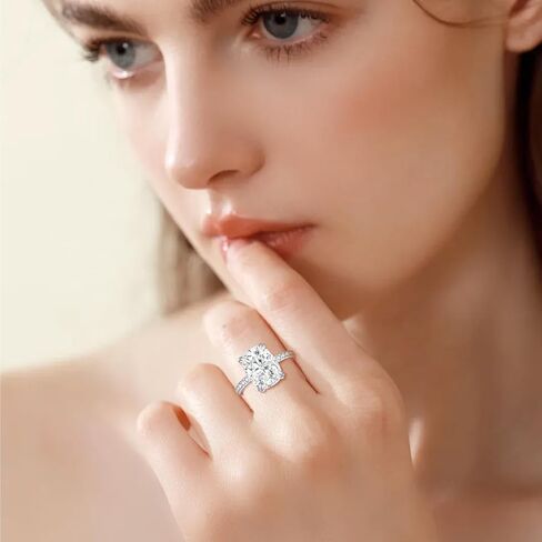 5CT خاتم خطوبة مقطوع وسادة ، S925 S925 Sterling Silver Zirconia زفاف الزفاف للنساء 14K الذهب/الذهب المطلي بالذهب ، والوعد هدية عيد ميلاد لها ، الحجم 5-10 in Kuwait