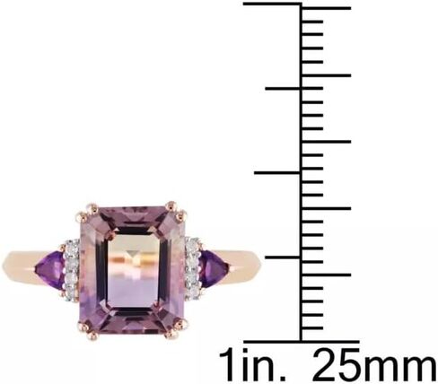 2.00 CT Emerald Cut Ametrine خطبة مشاركة المرأة Ring 14K Rose Gold Finish 925 Sterling Silver in Saudi Arabia