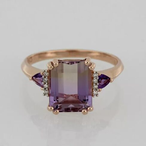 2.00 CT Emerald Cut Ametrine خطبة مشاركة المرأة Ring 14K Rose Gold Finish 925 Sterling Silver in Saudi Arabia