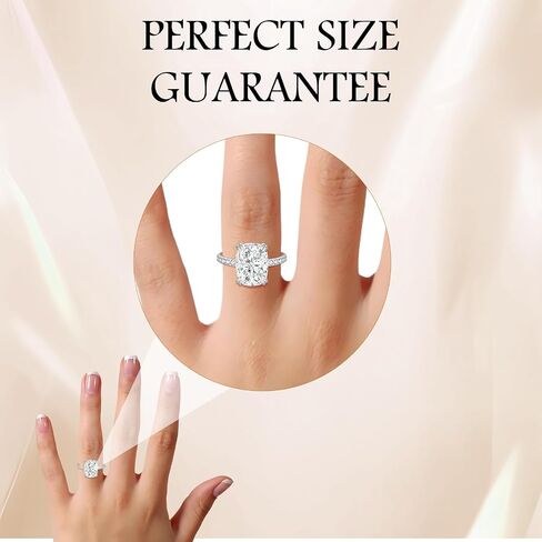 5CT خاتم خطوبة مقطوع وسادة ، S925 S925 Sterling Silver Zirconia زفاف الزفاف للنساء 14K الذهب/الذهب المطلي بالذهب ، والوعد هدية عيد ميلاد لها ، الحجم 5-10 in Kuwait