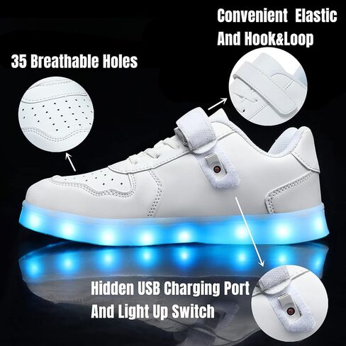 Wooowyet Kids Leged Sneakers للأولاد Hook & Loop Low Light Up أحذية بقيادة الفتيات USB إعادة شحن in Kuwait