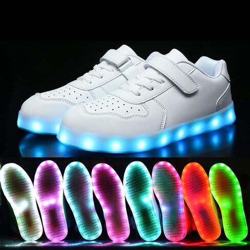 Wooowyet Kids Leged Sneakers للأولاد Hook & Loop Low Light Up أحذية بقيادة الفتيات USB إعادة شحن in Kuwait