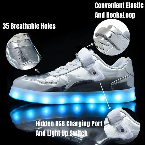 Wooowyet Kids Leged Sneakers للأولاد Hook & Loop Low Light Up أحذية بقيادة الفتيات USB إعادة شحن in Kuwait