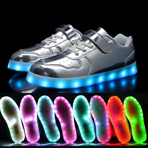 Wooowyet Kids Leged Sneakers للأولاد Hook & Loop Low Light Up أحذية بقيادة الفتيات USB إعادة شحن in Kuwait