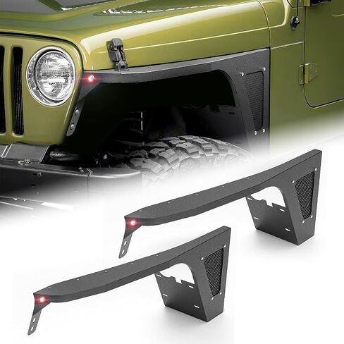 لـ Wrangler TJ LJ Flat Front Fender Flares متوافق مع 1997-2006 Jeep Wrangler TJ & 2004-2006 Jeep LJ 2PCS in Kuwait