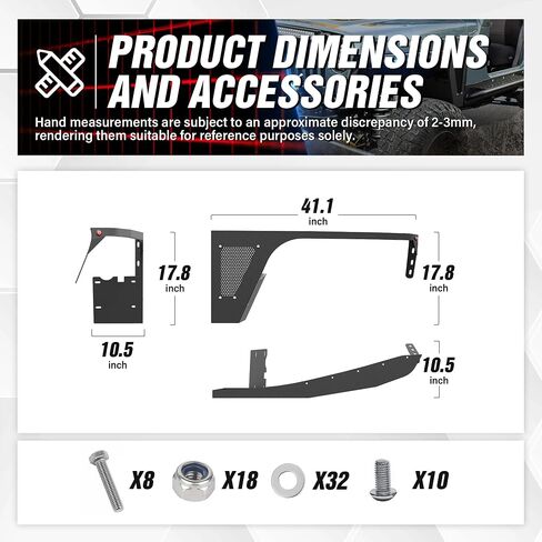 لـ Wrangler TJ LJ Flat Front Fender Flares متوافق مع 1997-2006 Jeep Wrangler TJ & 2004-2006 Jeep LJ 2PCS in Kuwait