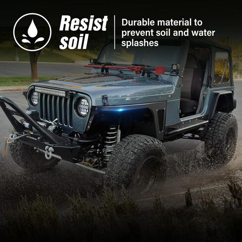 لـ Wrangler TJ LJ Flat Front Fender Flares متوافق مع 1997-2006 Jeep Wrangler TJ & 2004-2006 Jeep LJ 2PCS in Kuwait