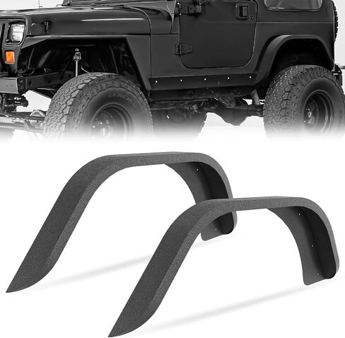 for Wrangler TJ LJ Flat Front Fender Flares Compatible with 1997-2006 Jeep Wrangler TJ & 2004-2006 Jeep LJ 2PCS Off-Road Heavy Duty Steel Durable Wheel Fenders Textured Black in Saudi Arabia