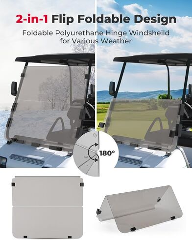 Kemimoto Golf Cart Windshield متوافق مع Club Car DS (1982-2000) ، الزجاج الأمامي القابل للطي مع أكريليك مقاوم لـ UV و Impact in Kuwait