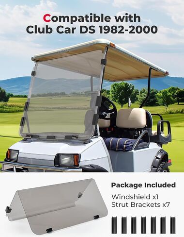Kemimoto Golf Cart Windshield متوافق مع Club Car DS (1982-2000) ، الزجاج الأمامي القابل للطي مع أكريليك مقاوم لـ UV و Impact in Kuwait