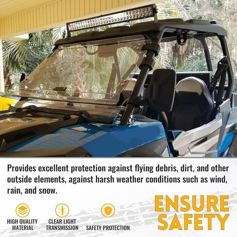 Kuafu 2-in-1 Flip Windshield متوافق مع 2014-2018 Polaris RZR 900/S 900/4 900/1000/XP 1000 الزجاج الأمامي القابل للطي in Saudi Arabia
