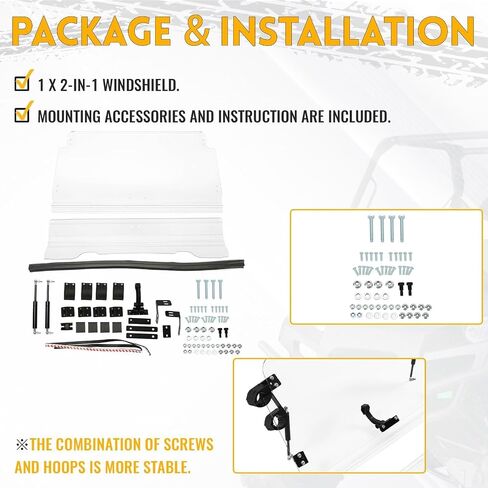 Kuafu 2-in-1 Flip Windshield متوافق مع 2014-2018 Polaris RZR 900/S 900/4 900/1000/XP 1000 الزجاج الأمامي القابل للطي in Saudi Arabia