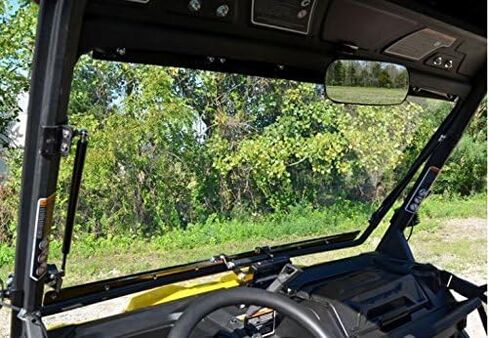 SuperATV Scratch Resistant 3-in-1 Flip Windshield For Can Am Defender HD5, HD8, HD10 (See Fitment), Made of 1/4" Thick Polycarbonate 250x Stronger than Glass, USA Made, Set to Open, Vented Or Closed in Saudi Arabia