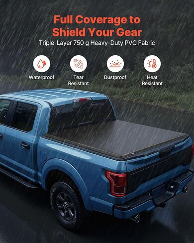 غطاء تونيو لسرير الشاحنة ثلاثي الطي من VEVOR، متوافق مع 2015-2024 Ford F-150، Lightning، Styleside 5.5 بوصة (65.4 بوصة)، يناسب 5.6 بوصة × 5.4 بوصة/5.5 بوصة × 5.4 بوصة (67.1 بوصة × 65.2 بوصة/65.4 بوصة) "× 65.2") سرير داخلي، 400 رطل، أسود in Kuwait