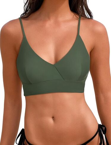 Women‘s V-Neck Thin Adjustable Strap Bikini Tops Front Crisscross Swimsuit Top Beach Bathing Suit Top Only in Saudi Arabia