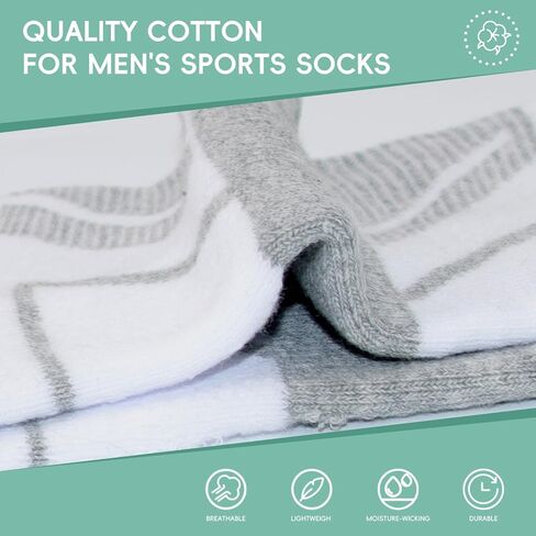 Begrily Mens Cotton Athletic Ankle Socks - 6/8 Pack Thick Cushion Low Cut Sock Comfortable for Running Sport Casual Work in Kuwait