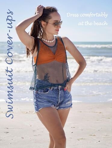 Avidlove Women Camisole Tank Tops Fishnet See Through Cover Up Y2K Sheer Tank Shirt in Saudi Arabia