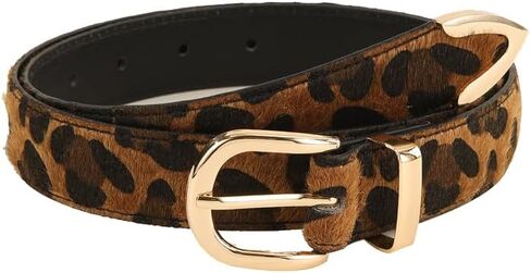 Pooyikoi Womens Skinny Belt Faux Leather Leopard Belt Belt Belt Belt Belts for Bans Pants Fashion Solid مع مشبك الذهب in Kuwait