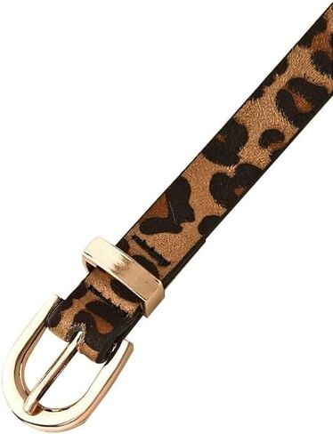 Pooyikoi Womens Skinny Belt Faux Leather Leopard Belt Belt Belt Belt Belts for Bans Pants Fashion Solid مع مشبك الذهب in Kuwait