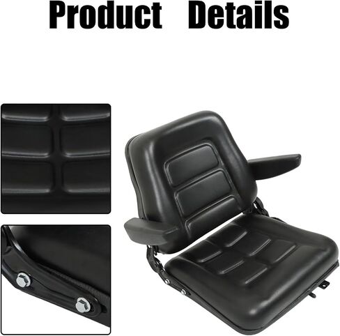 GXYWADY Universal Forklift Seat Fold Down Tractor Seat Adjustable Back with Armrest Micro Switch and Slide Replacement for Tractor Excavator Skid Loader in Saudi Arabia