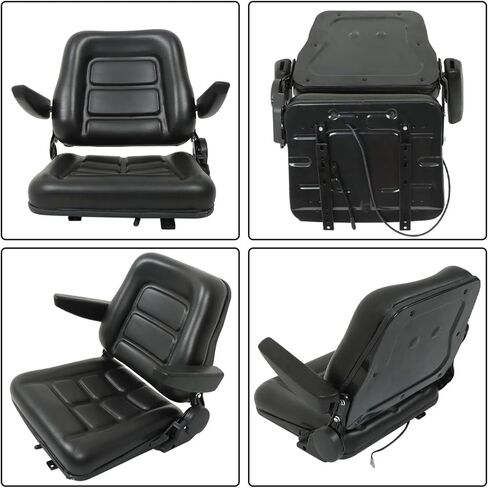 GXYWADY Universal Forklift Seat Fold Down Tractor Seat Adjustable Back with Armrest Micro Switch and Slide Replacement for Tractor Excavator Skid Loader in Saudi Arabia