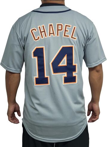 Men Chapel 14 Baseball Jersey Button Down Shirt Gray Stitched Collection Hip Hop Party Birthday Gift in Saudi Arabia