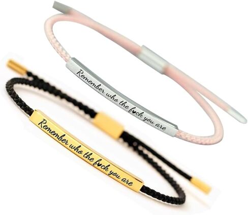 2PCS Remember Who The F*ck You Are Engraved Handmade Bracelet, Handmade Braided Wrap Bracelet,Couples Bracelets,Adjustable Bracelets,for Women Men Gifts in Saudi Arabia