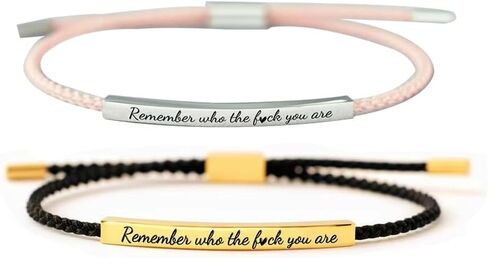 2PCS Remember Who The F*ck You Are Engraved Handmade Bracelet, Handmade Braided Wrap Bracelet,Couples Bracelets,Adjustable Bracelets,for Women Men Gifts in Saudi Arabia