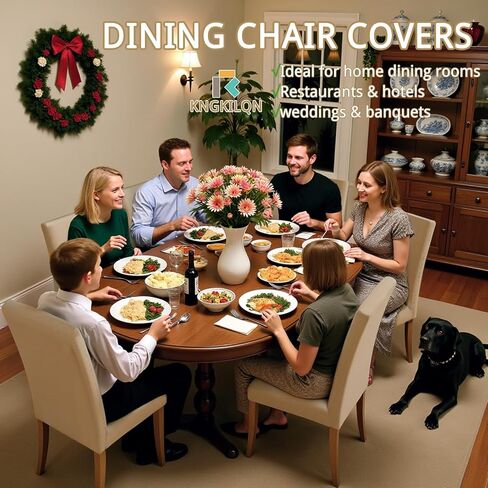 Dining Chair Covers Set of 6, Stretch Kitchen Removable Washable Chairs Slipcovers Seat Protector for Home, Party, Banquet (Khaki) in Saudi Arabia