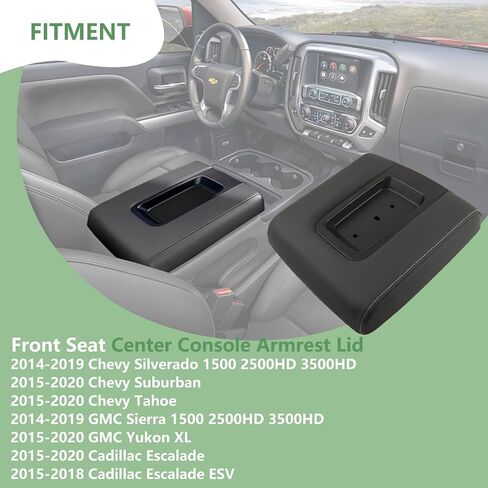 Front Seat Center Console Armrest Lid Black Compatible with 2014-2019 Chevrolet Chevy Silverado Suburban Tahoe, 2014-2019 GMC Sierra Yukon XL,2015-2018 Cadillac Escalade ESV , Replaces# 22881398 in Kuwait